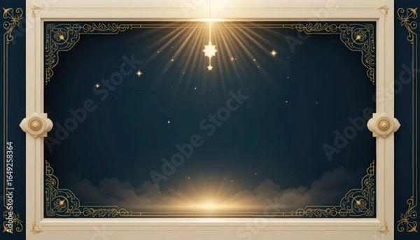 Obraz Ethereal Islamic Archway in Desert Landscape with Glowing Light and Golden Orb