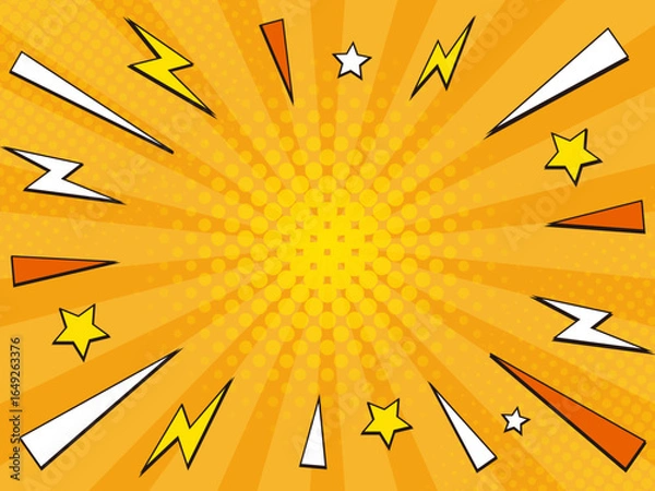 Obraz ポップなコミック風の集中線の背景素材