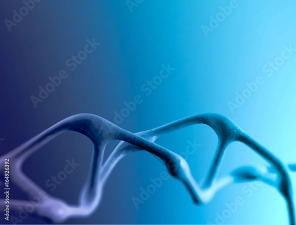 Fototapeta Concept of dna biochemistry on blue background.3D DNA molecule structure background.Digital illustration DNA structure in color background.
