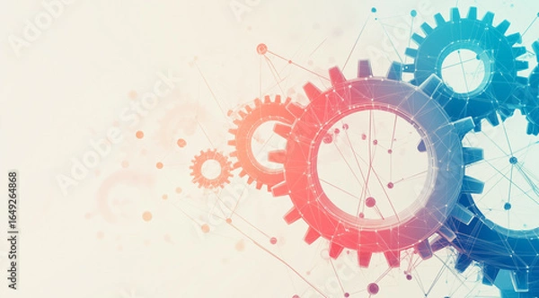 Fototapeta Abstract concept of interconnected gears representing teamwork and technology
