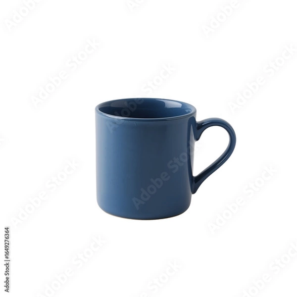 Fototapeta Elegant ultramarine ceramic mug, minimalist design, smooth surface, studio shot on transparent