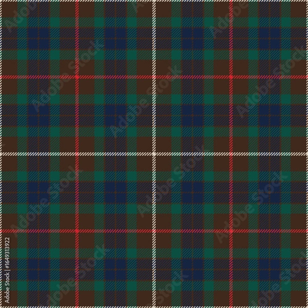 Fototapeta Fraser Hunting tartan plaid. Scottish pattern fabric swatch close-up. 
