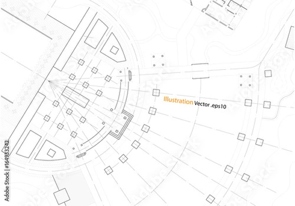 Obraz Architectural background, architectural plan, construction drawing landscape