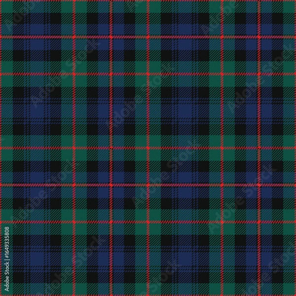 Fototapeta Murray of Atholl tartan plaid. Scottish pattern fabric swatch close-up. 