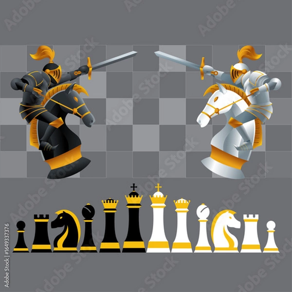 Obraz Vector related to chess tournament element. With solid color background.