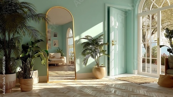 Fototapeta Elegant lounge space with indoor greenery high resolution photo