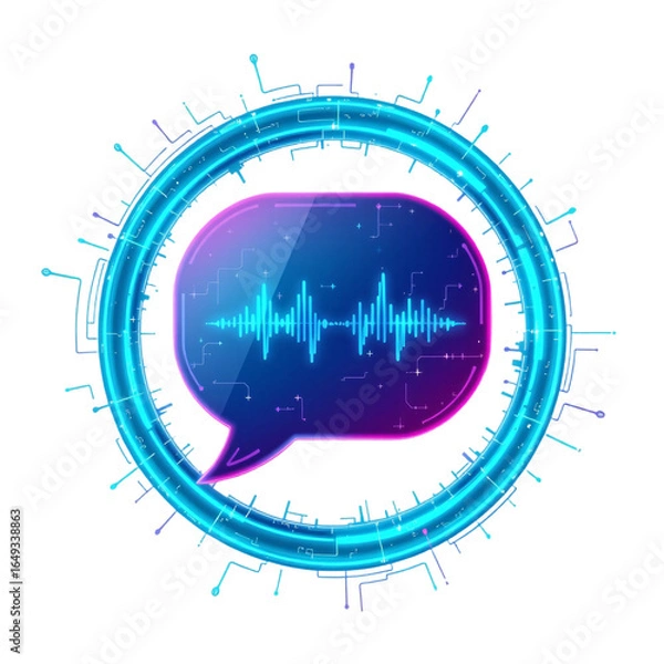 Obraz Voice communication technology in digital environments analyzing sound waves and speech patterns