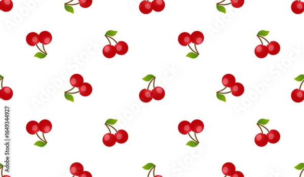 Fototapeta Seamless red cherry pattern design, flat cherry pattern template vector.