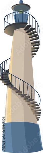 Fototapeta vector illustration of seascape, lighthouse, building, seagull, nature, summer