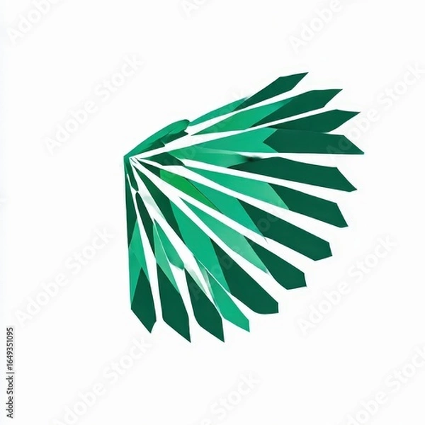 Obraz geometric parrot wing logo angular feathers in green white background