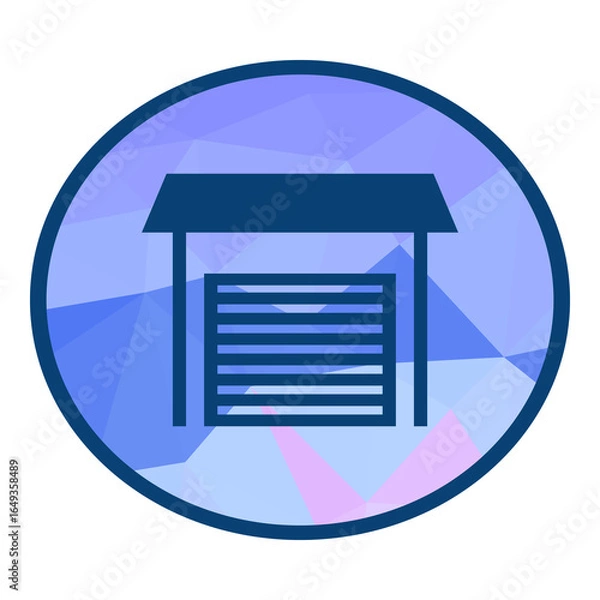 Obraz Garage icon inside a blue circle. Perfect for real estate, property management, parking, storage, car service, housing, and construction design projects