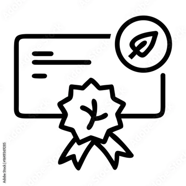 Obraz Eco friendly certification seal with leaf symbol and ribbon award