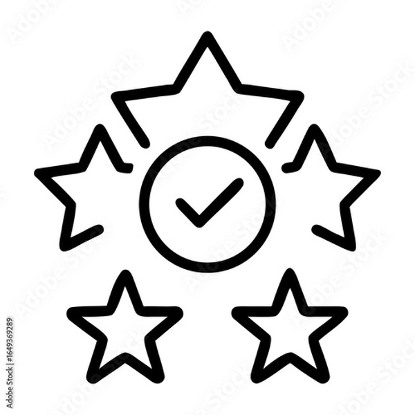 Obraz Five star rating with checkmark icon for quality and excellence