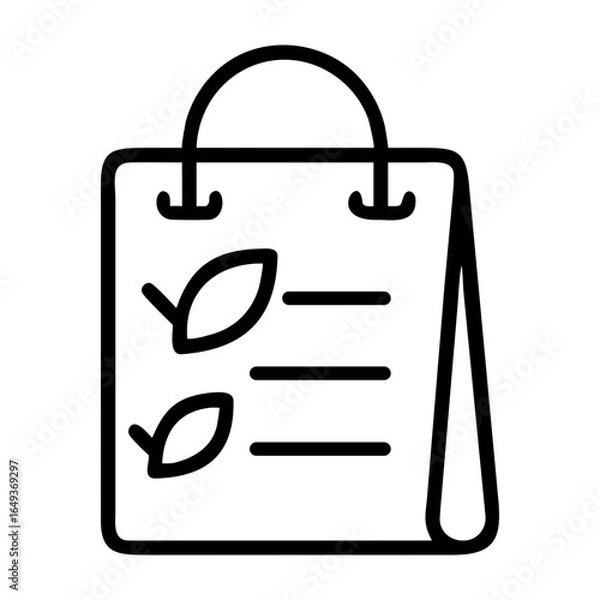 Obraz Checklist with leaves and lines icon for eco friendly shopping or tasks