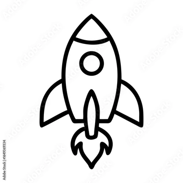 Obraz Simple outline drawing of a rocket ship launching