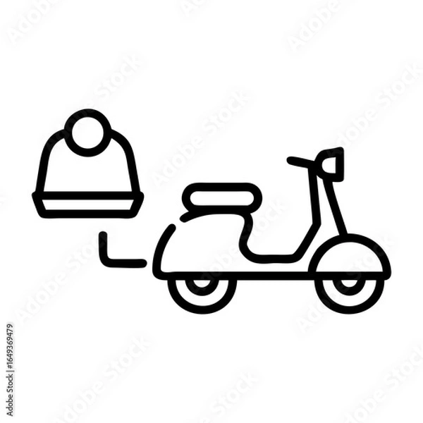 Obraz Simple line art icon of a person riding a scooter