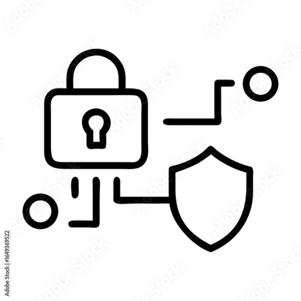 Obraz Digital security and data protection concept with lock and shield icons
