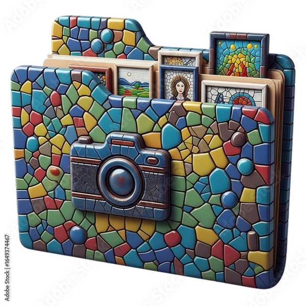 Obraz Mosaic photo folder isolated on transparent background