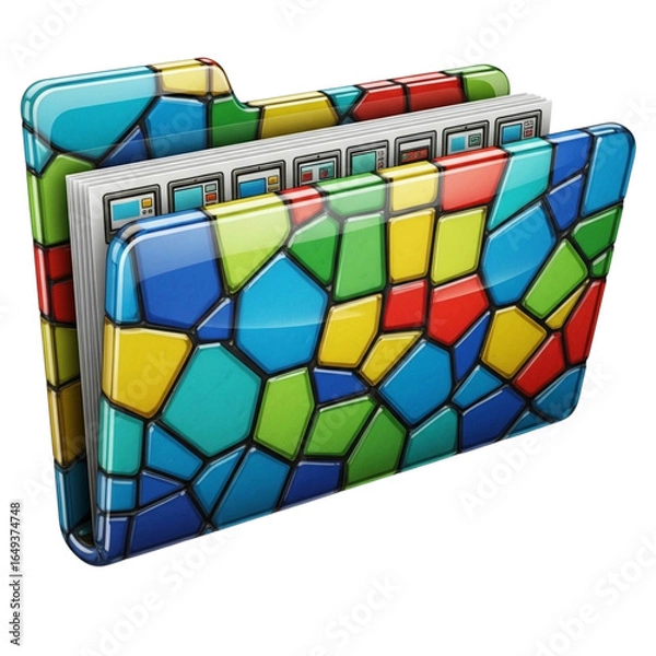 Obraz Colorful mosaic folder isolated on transparent background