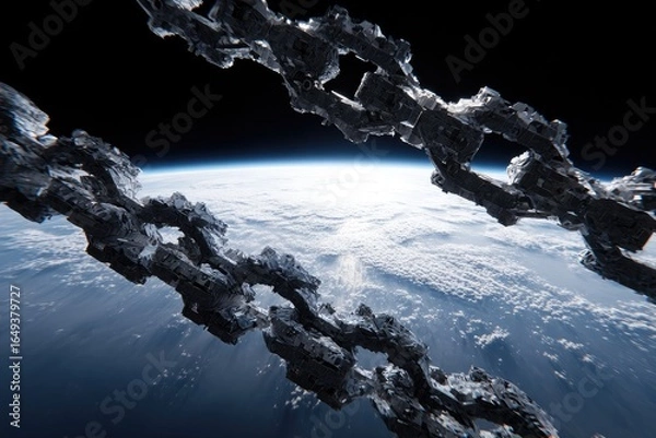 Fototapeta A massive chain spans Earth's orbit
