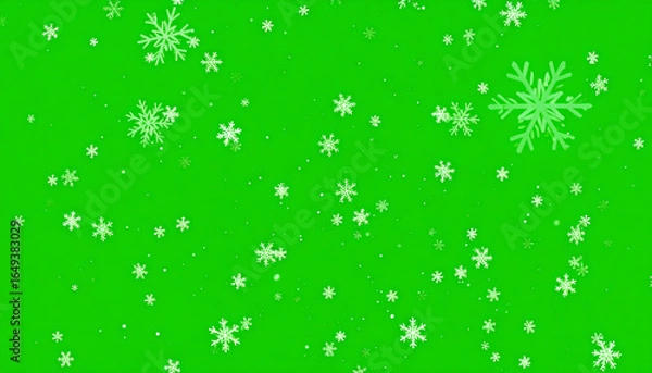 Obraz Animated snowflakes green background