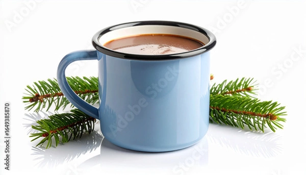 Fototapeta Hot chocolate in vintage enamel mug