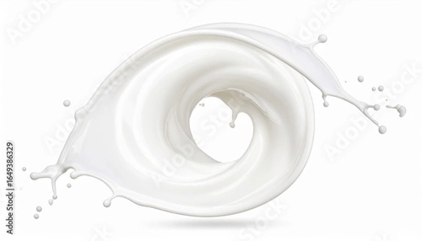 Fototapeta wirl of creamy milk splash on white background