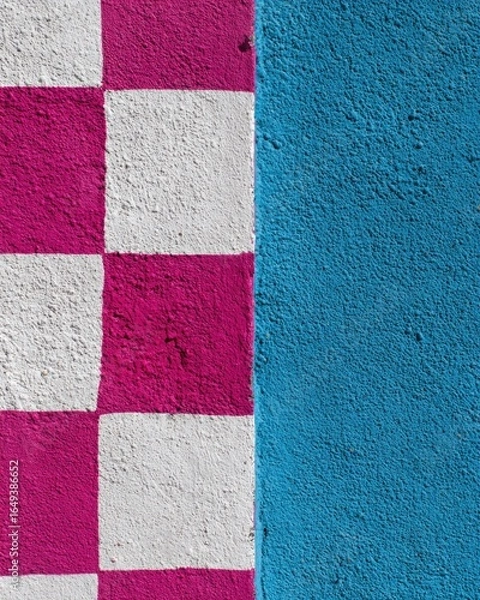 Fototapeta Checkered wall with vibrant colors