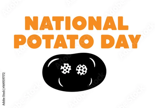 Fototapeta National potato day text with potato illustration isolated on white background