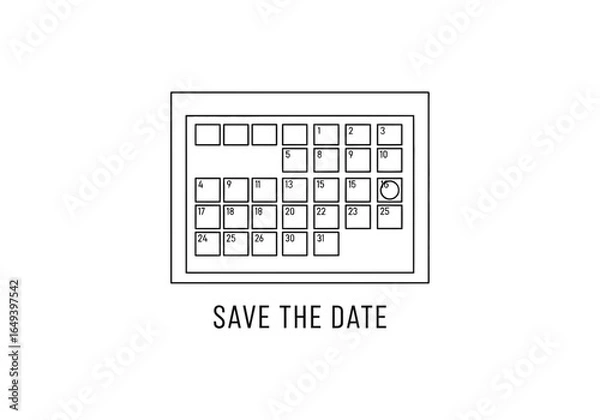 Fototapeta Save the date calendar reminder isolated on white background