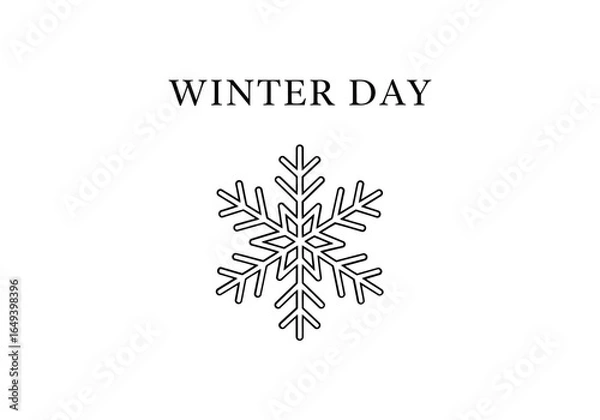 Fototapeta Snowflake illustration with text winter day isolated on white background