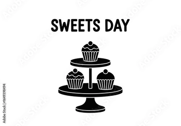 Fototapeta Sweets day with cupcakes on stand isolated on white background