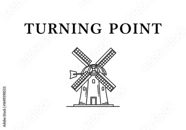 Fototapeta Turning point windmill isolated on white background