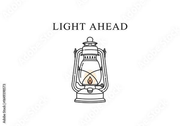 Fototapeta Vintage kerosene lantern with the words light ahead isolated on white background