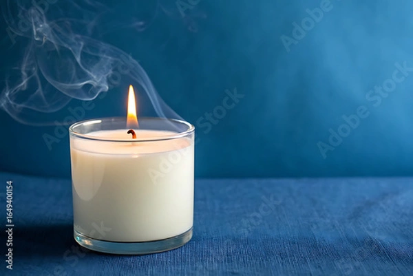 Fototapeta Burning candles on table, closeup