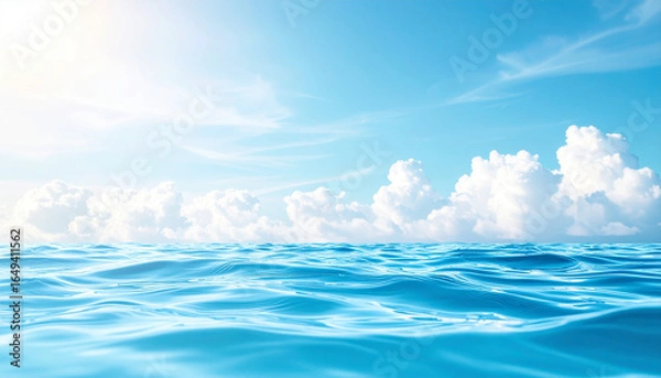 Fototapeta 青空と雲が広がる穏やかな海の風景