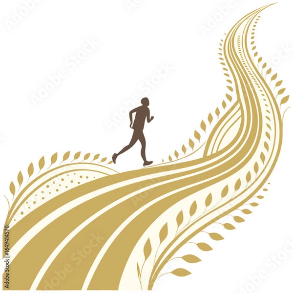 Obraz Runner on a Flowing Golden Path Vector Art