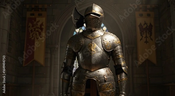 Fototapeta medieval knight with armour