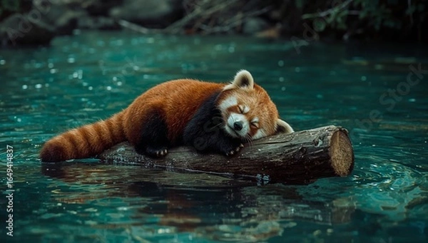 Obraz red panda in water