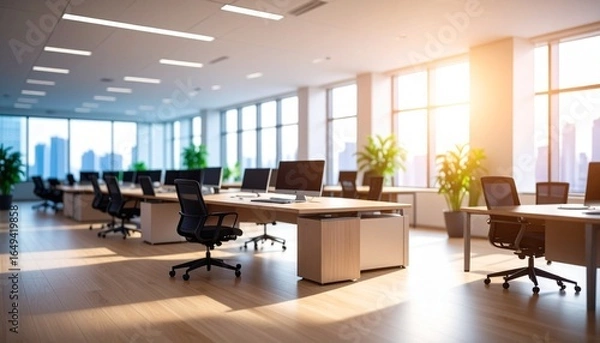 Fototapeta ソフトフォーカス　ぼやけたオフィスの背景画像