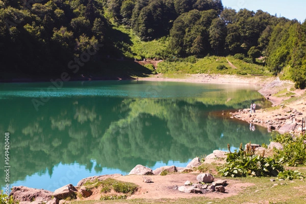 Fototapeta Green Lake on Goderdzi Pass, Adjara, Georgia (Mtsvane Lake)