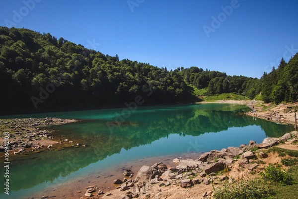 Fototapeta Green Lake on Goderdzi Pass, Adjara, Georgia (Mtsvane Lake)