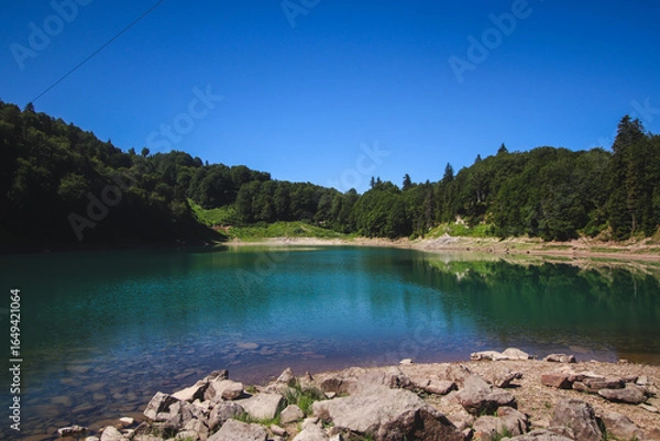 Fototapeta Green Lake on Goderdzi Pass, Adjara, Georgia (Mtsvane Lake)