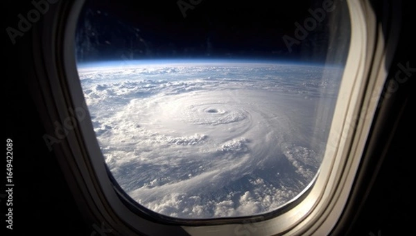 Fototapeta Hurricane viewed from airplane window