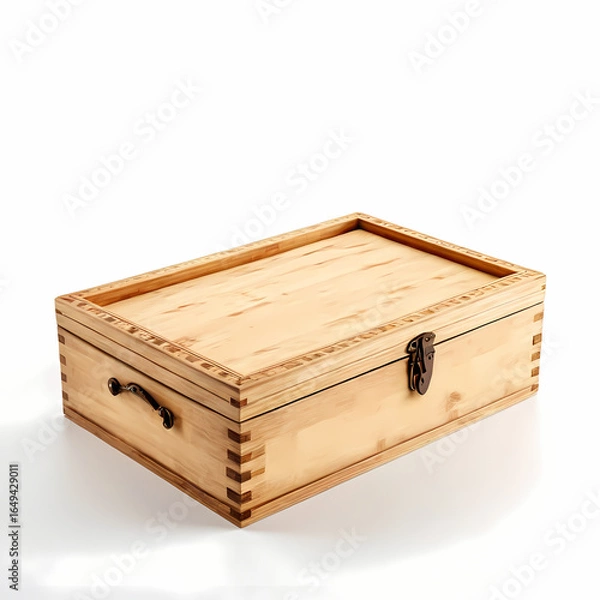 Obraz empty wooden food box isolated  