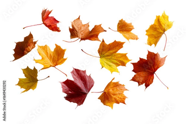 Fototapeta Autumn leaves on a white background