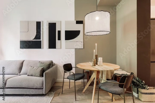 Obraz Modern luxury apartment interior in minimal scandinavian style, 3d rendering