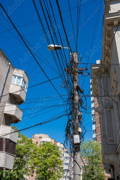 Obraz tangled fiber optic cables