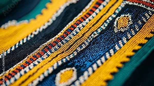 Obraz Close-up: Intricate beadwork on a traditional costume, isolated on a pure white background, cultural, detailed