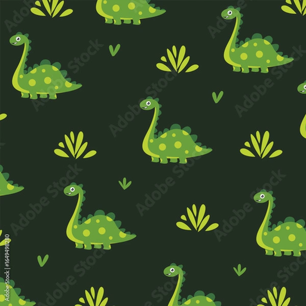 Obraz seamless pattern dinosaur brontosaur cartoon vector design for fullprint fabric kids apparel